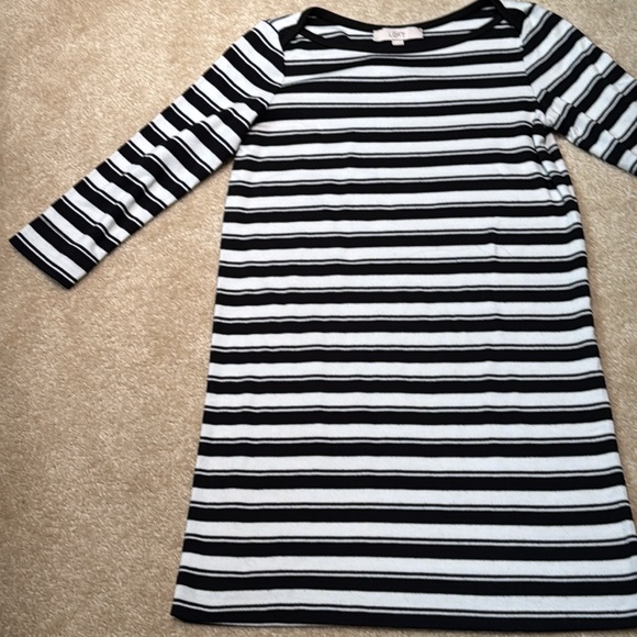 Loft Black & Cream Striped Dress - Picture 2 of 8
